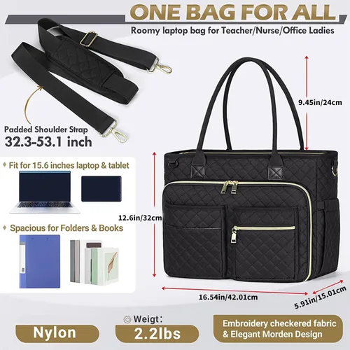 Vista 3 de Teacher Toted Laptop Bag with Cup Holder,Nurse Bags Professional Briefcases Business Computer Purses Handbag