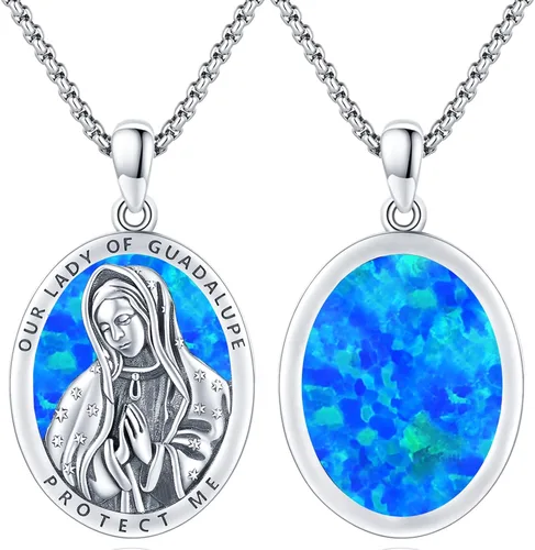 Vista 2 de Collar unisex con colgante de San MiguelSan CristóbalSan SebastiánÁngel GuradianoNuestra Señora de Guadalupe para hombres y mujeres, collar