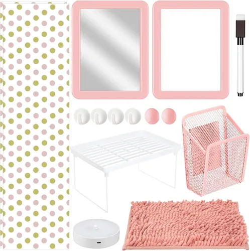Vista 13 de Chuangdi Organizador de casillero y kit de decoración de 17 piezas de artículos esenciales para el regreso a clases, estante magnético