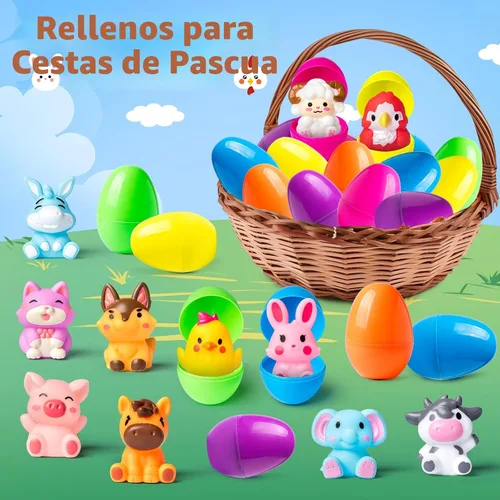 Vista 5 de Huevos de Pascua precargados con juguetes, paquete de 12 huevos de Pascua precargados con marionetas de dedo, ideales para caza de huevos de Pascua