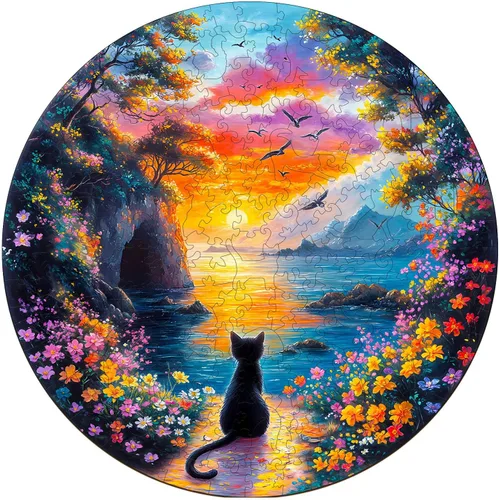 Vista 9 de Jigfoxy Rompecabezas de madera para adultos, rompecabezas de madera de gato DragonLi para adultos, rompecabezas de madera con forma de animal único