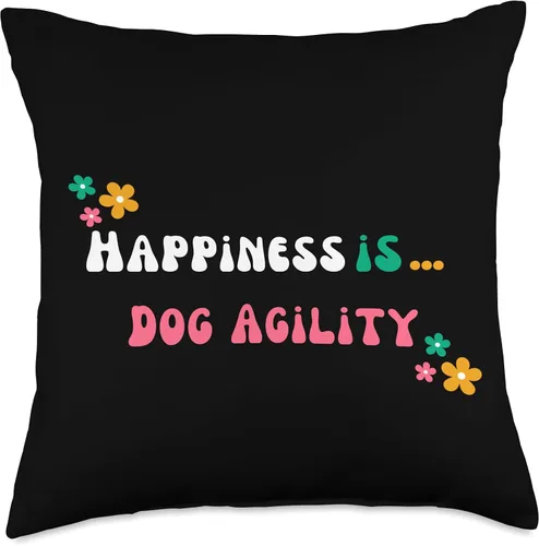 Vista 4 de Dog Agility Lover - groovy Happiness is dog agility Throw Pillow