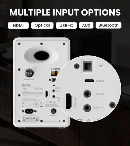 Vista 5 de Edifier Altavoces de computadora M90, altavoces de escritorio RMS de 100 W Blanco