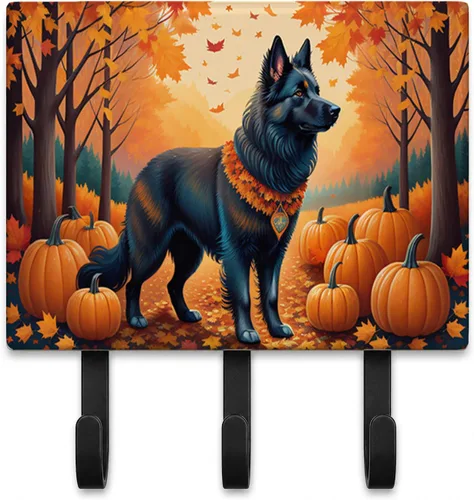 Vista 68 de Affenpinscher - Correa de otoño o llavero Affenpinscher Fall artwork on ceramic tile with three steel hooks for keys, leashes, towels