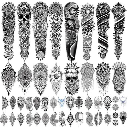 Vista 9 de Yazhiji 48 hojas de tatuajes temporales cristianos de brazo completo para adultos, tatuajes falsos de medio brazo religiosos de Jesús Cristo, cruz