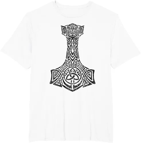 Vista 11 de Thor's Hammer Mjolnir - Camiseta de mitología nórdica vikinga, Gris