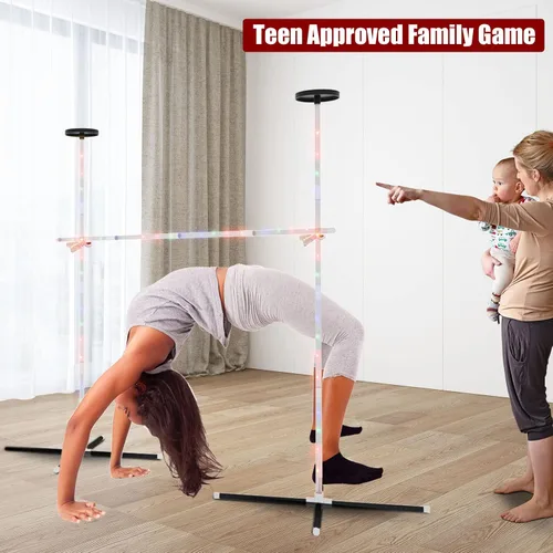 Vista 4 de Juegos al aire libre para adultos y familias y niños, juegos de limbo 2 en 1 con luz LED, perfectos para camping, playa, césped