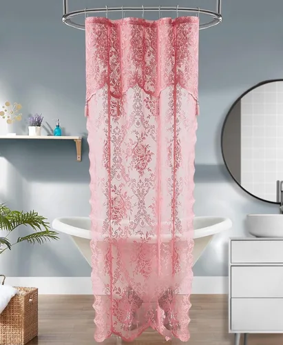 Vista 21 de Warm Home Designs Cortina de ducha negra con cenefa. LA Black 36 Negro