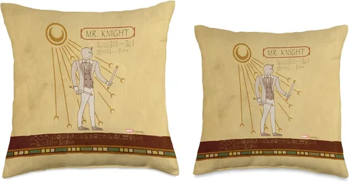 Vista 3 de Marvel Moon Mr. Knight - Almohada de jeroglíficos egipcios, 16 x 16 pulgadas, multicolor