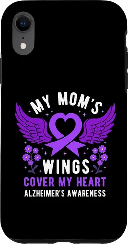 Vista 8 de Funda morada para iPhone 14 My Mom's Wings Cover My Heart Alzheimer's Awareness