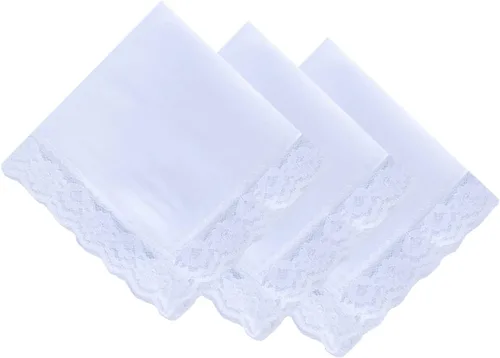 Vista 2 de Pañuelos de encaje de algodón blanco para mujer, pañuelos de boda