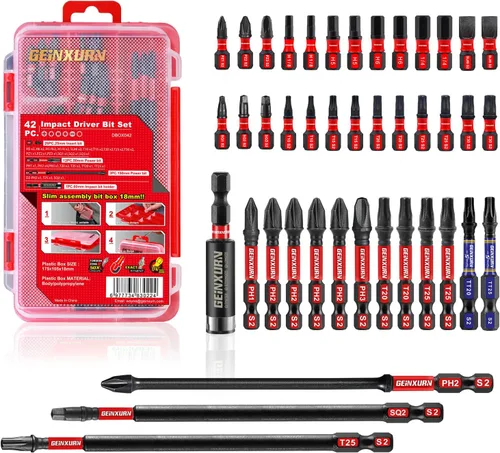 Vista 13 de Geinxurn Juego de Puntas de Destornillador de Impacto, 71 Piezas, Estuche de Almacenamiento Magnético de Acero S2, Puntas de Inserción Múltiple