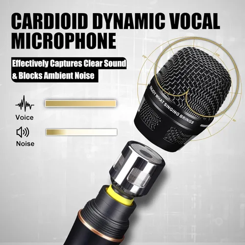 Vista 2 de Micrófono Dinámico - Micrófono Vocal Profesional para Cantar - Micrófono de Mano con Cable con Cable de Audio XLR de 16 ft a 1/4" - Micrófono