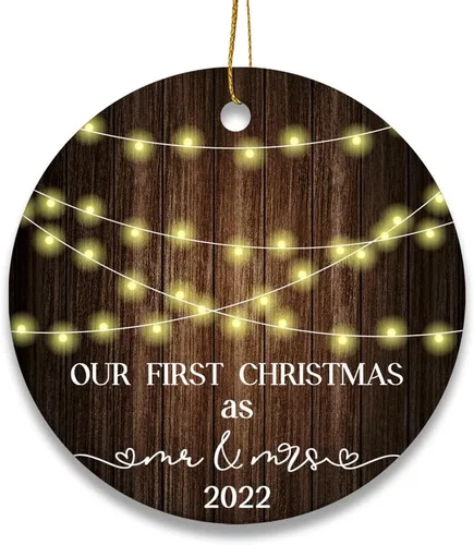 Vista 6 de Adorno de Navidad personalizado con nombre de la familia, accesorios de decoración para árbol de Navidad 2023, adornos de cerámica para puerta