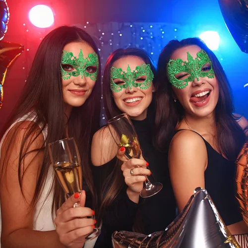 Vista 6 de Takmor Máscara de encaje para mujer, máscara de encaje para fiesta de máscaras, disfraz veneciano de San Valentín