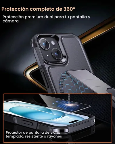 Vista 7 de Lanhiem Funda magnética para iPhone 15 con protector de pantalla de privacidad, 10 pies, grado militar, a prueba de golpes, resistente, funda Funda