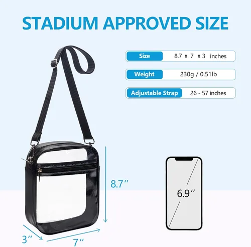 Vista 3 de Paxiland Clear Bag for Stadium Events Clear Purse Transparent Handbag for Sports Concerts Work Festival