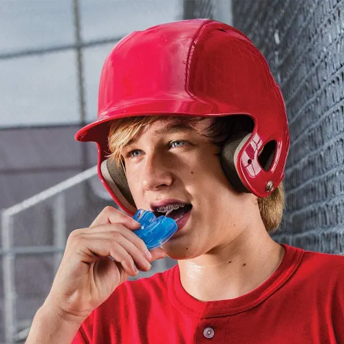 Vista 4 de Protector bucal para aparatos ortopédicos, protector bucal deportivo para fútbol, lacrosse, hockey, baloncesto, sin tirantes, para jóvenes y adultos