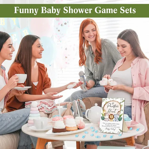 Vista 6 de Roowest Juego de 51 piezas de Chupete Hunt BabyShower, incluye letrero de caza de madera y 50 mini chupetes de plástico acrílico para baby shower