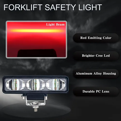 Vista 2 de Luz de seguridad para carretilla elevadora LED de línea recta roja para carretilla elevadora, luz de advertencia de área peligrosa, 1 unidad