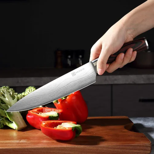 Vista 4 de PAUDIN Cuchillo de chef, cuchillo Santoku y cuchillo utilitario