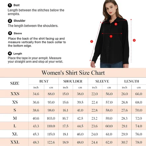 Vista 5 de Blusa clásica de gasa con botones para mujer, manga larga, cuello