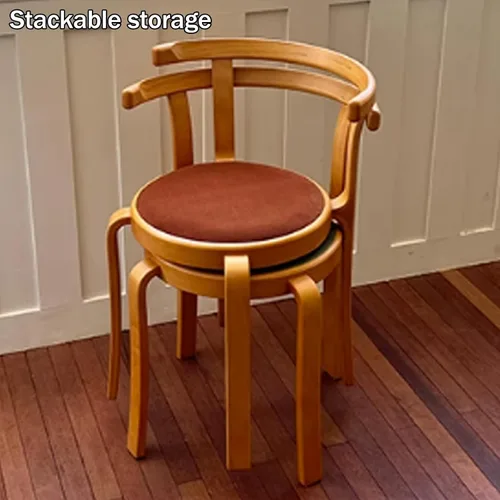 Vista 6 de Sillas de comedor de madera, silla de comedor tapizada, sillas de cocina apilables, asiento de tocador para comedor, sala de estudio, sala de estar