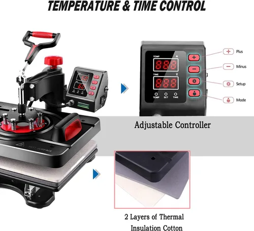 Vista 6 de WHUBEFY Máquina de prensa de calor mejorada para camisas de 15 x 12 pulgadas, máquina de prensa de camisetas de 360 grados, máquina de sublimación