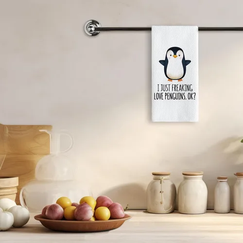 Vista 2 de TNUW Penguin Gifts - Toallas de cocina de 16 x 24 pulgadas, divertidos regalos de invierno para mujeres, paños de cocina con temática de animales