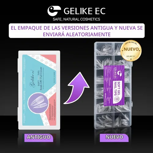 Vista 8 de Gelike EC Kit de puntas de uñas de gel suave de cobertura completa para extensiones de uñas, 552 piezas de puntas de gel cuadradas medianas