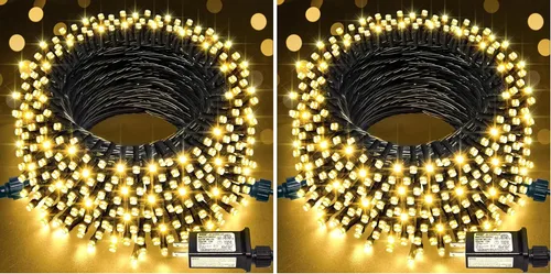 Vista 30 de JMEXSUSS Guirnalda de luces de Navidad de 200 LED azules y blancas, 66 pies, de exterior, expansible, para árbol, fiesta o decoración de hogar