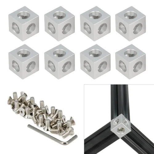 Vista 10 de Soporte de esquina angular de aluminio 2020 con tornillos M5x10mm y tuercas en T para perfil de extrusión de aluminio de la serie 2020 de 0.236 in