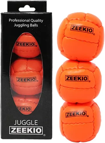 Vista 9 de Zeekio Galaxy Malabares - Pelotas de cuero genuino de 12 paneles de primera calidad, 4.59 oz, 2.638 in, paquete de 3 (negro)