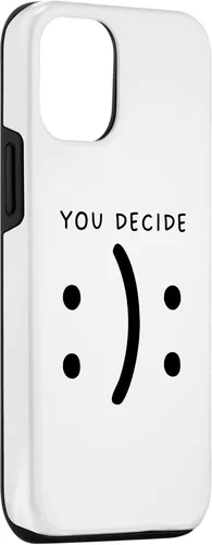 Vista 3 de iPhone 15 inspirador "It's Your Decision:):" Funda con cita feliz o triste