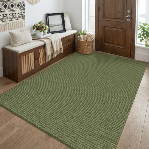 Vista 89 de KOZYFLY - Tapete para puerta de interior, lavable, pequeña, antideslizante, con respaldo de goma, felpudo de algodón para el hogar, color negro