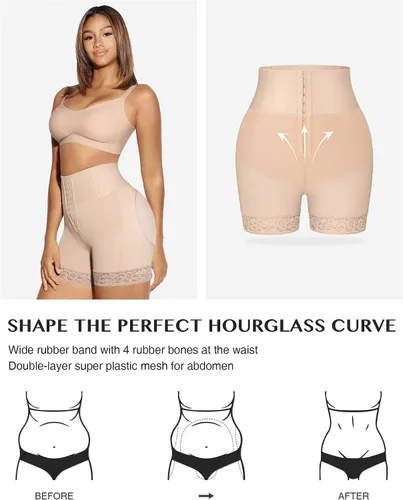 Vista 3 de FeelinGirl Shapewear - Pantalones cortos moldeadores de abdomen con ribete de encaje