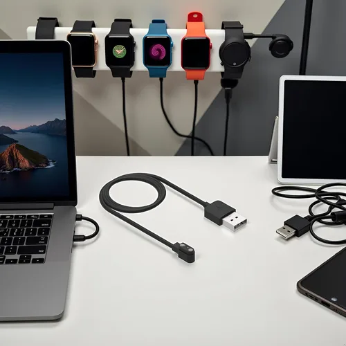 Vista 8 de Compatible con cargador de reloj inteligente Da Fit, cable de cargador USB de repuesto de 3.3 pies, cable de carga para reloj inteligente