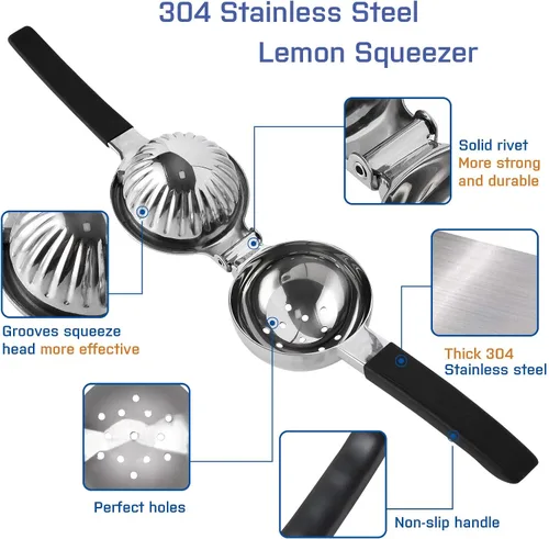 Vista 2 de Lemon Squeezer Citrus Juicer Lemon Juicer with Filter Premium Quality Heavy Duty Stainless Steel Sturdy Durable Manual Press Useful Kitchen Tool for