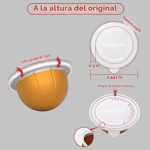 Vista 4 de BinZetic® Kit de recarga de cápsulas Vertuo reutilizables para Nespresso Vertuo (sin cápsulas)