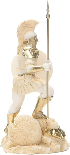 Vista 4 de Ares Mars God War Zeus Son Estatua Romana Alabastro Tono Dorado 5.5 Pulgadas