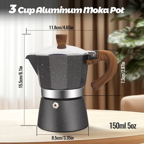 Vista 138 de Cafetera clásica de aluminio para 3 tazas Azul