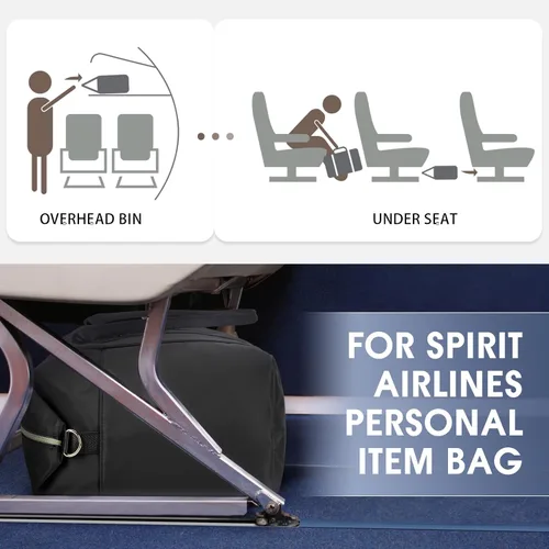 Vista 2 de WANDF For Spirit Airlines - Bolsa de viaje de 18 x 14 x 8 pulgadas, con aprobación por la TSA y bolsa de zapatos, bolsa de fin de semana, equipaje