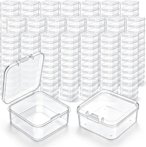 Vista 12 de SATINIOR 100 Pcs Clear Plastic Bead Storage Boxes, 2.1 x 2.1 x 0.8 Inch