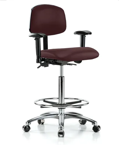 Vista 35 de PERCH - Silla giratoria con ruedas para alfombra o linóleo, cromado, Textil, Tela negra