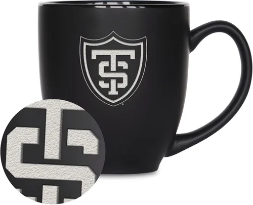Vista 363 de Rico Industries - Taza de cerámica mate negra con grabado láser estándar de 15oz para NCAA (escuelas T & U) - Para bebidas calientes o frías