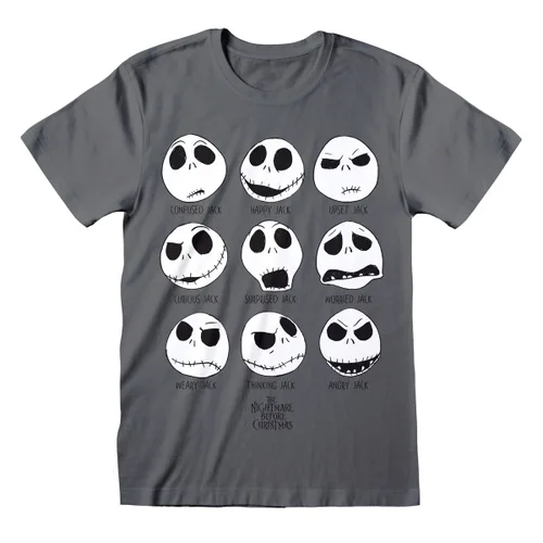 Vista 2 de Camiseta de Manga Corta Unisex The Nightmare Before Christmas Many Faces Gris oscuro