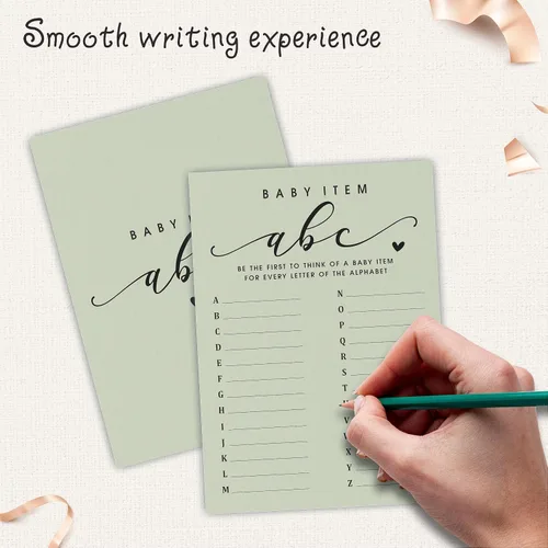 Vista 3 de NYCTUG 30 tarjetas de juego ABC para artículos de bebé, juego del alfabeto de relleno de 5 x 7 pulgadas para baby shower, revelación de género