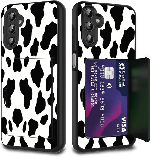 Vista 21 de Funda híbrida de doble capa con función atril para Samsung Galaxy A16 5G de 6.9 pulgadas, diseño de vaca con bandera estadounidense