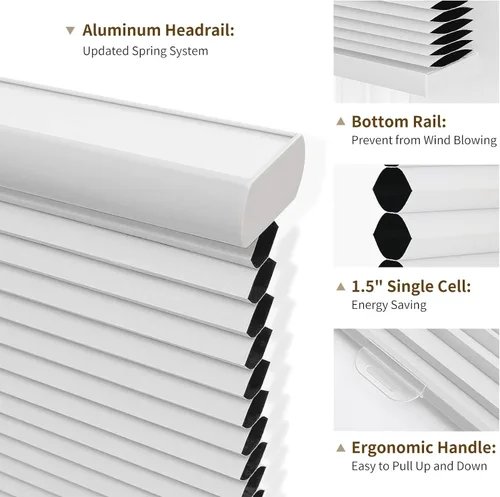 Vista 2 de Joydeco Persianas celulares sin cordones, persianas opacas para ventanas de interior, persianas opacas para aislamiento térmico y reducción de ruido