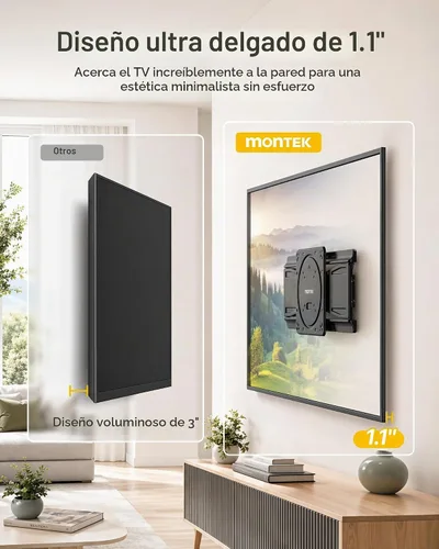 Vista 3 de monTEK 1.1" Ultra Slim Full Motion TV Wall Mount for 23-43 Inch TVs